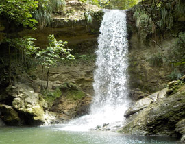 hiking to waterfall and caves